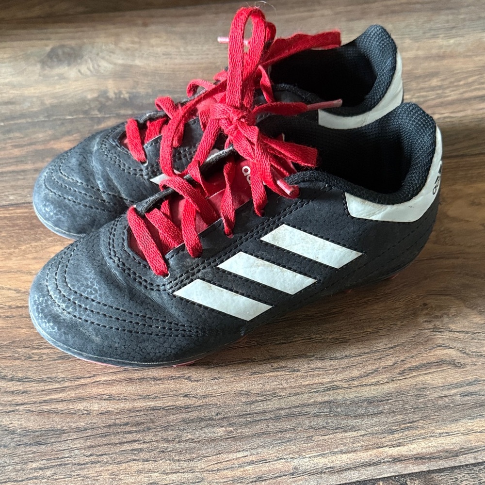 Adidas Kids Black and White Soccer cleats with Red Laces